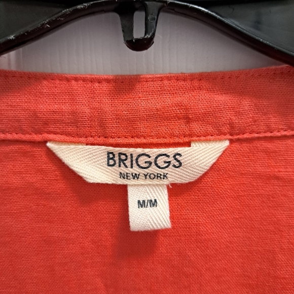 Briggs New York Coral Linen Dress Medium V-neck Short Sleeved - Picture 11 of 15